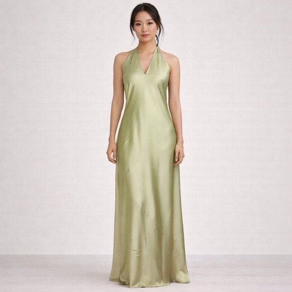 camouflage bridesmaid dresses Dusty Sage Satin Bridesmaid Dresses Asymmetrical V-Neck Spaghetti Stra